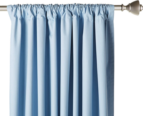 Amazon Basics Room Darkening Blackout Window Curtains with Tie Backs Set - 52 x 63-Inch, Light Blue, 2 Panels