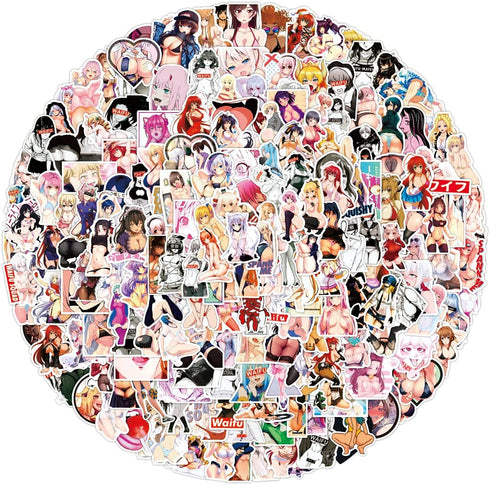Anime Girl Stickers Pack 200 Pcs Anime Stickes,Waifu Anime Sexy Girl Stickes for Water Bottle Laptop Travel Case Skateboard Luggage Anime Car Decals