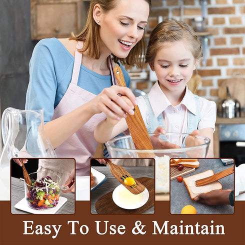Spurtles Kitchen Tools as seen on tv, 5pcs Spurtles Kitchen Tools As Seen on TV, Natural Teak Wooden Cooking Utensils, Slotted Spurtles Set with Hanging Hole, Heat Resistant Nonstick