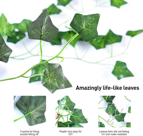 Ivy String Lights, Fake Vine String Lights, Artificial Ivy Decor Lights Garland Wreath Green Leaf Flowers Valentine's Day Party Wedding Home Garden Christmas Decor Room Wall Indoor Outdoor Decoration