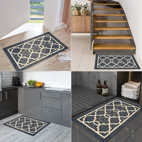 Ymonlia Indoor Door Mat,32" x20Front/Back/Outdoor Mat Rubber Backing,Non-Slip Absorbent Entryway Resist Dirt Rug,Machine Washable Floor Doormats for Home,Entrance,Kitchen(Dark Grey)