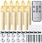 Window Candles, PChero 10 Packs Warm White Battery Operated Waterproof LED Flameless Taper Ivory Floating Candles with Remote Timer and Dimmable, Ideal for Home Indoor Outdoor Christmas Trees Decor