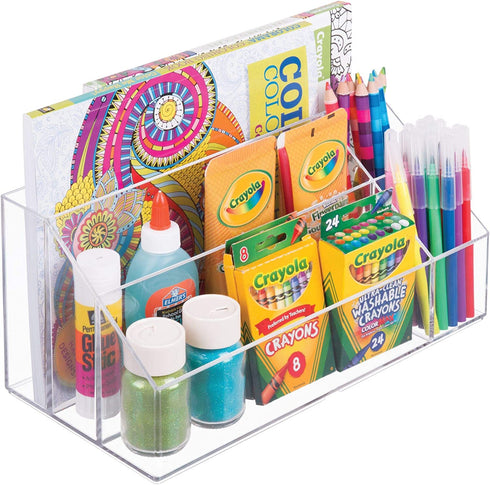 iDesign Clarity Cosmetic Palette Organizer for Vanity or Cabinet to Hold Makeup, Nail Polish, Cosmetic Accessories - 5 Compartments, Clear