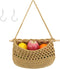 Boho Hanging Fruit Woven Baskets Handmade Pocket Hanger Fruit Storage Wall Mount Organization with 2 Hooks to Store All Items for Home Kitchen Modern D©cor (khaki)