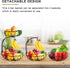 2 Tier Fruit Basket for Kitchen Countertop Detachable Metal Wire Fruits Vegetable Storage Bowl Tiered Stand Holder with Banana Hanger for Dining Table Organizer