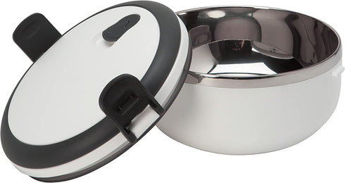 Kitchen Details Stainless Steel 1 Tier White Twist Open Lunch Box Container Thermos, Good for Soup and Hot Food