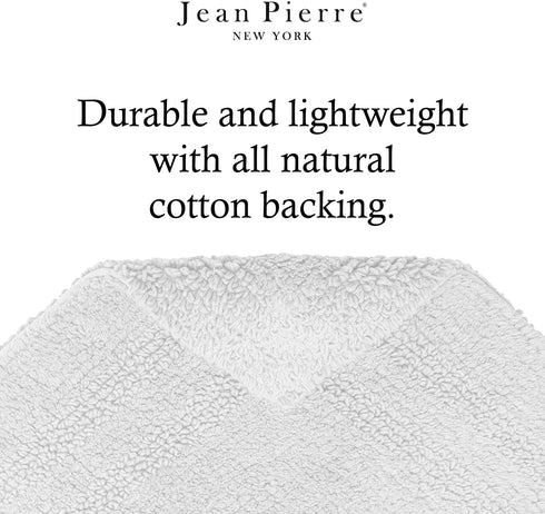 Jean Pierre Stonewash Racetrack Bath Rug | Cotton | Premium Bathroom Décor | Machine Washable | Highly Absorbent | Measures 21? x 34? | White\