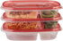 Rubbermaid TakeAlongs Divided Rectangular Food Storage Containers, 3.7 Cup, Tint Chili, 3 Count