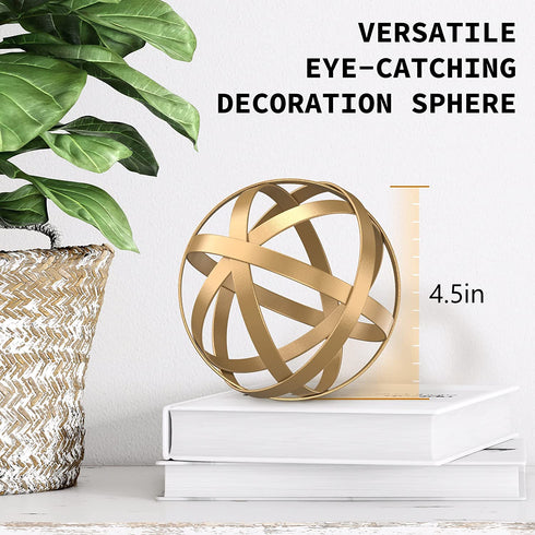 Small Gold Metal Band Decorative Sphere