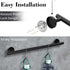 16-inch Matte Black Towel Bar with 2 Hooks and Toilet Paper Holder, Bathroom Towel Holder Stainless Steel, Bathroom Accessories Set