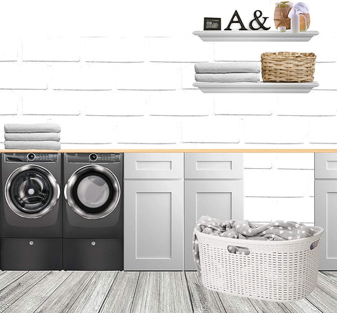 Mind Reader 40 Liter Laundry Basket, Laundry Hamper with Cutout Handles, Washing Bin, Dirty Clothes Storage, Bathroom, Bedroom, Closet, Ivory