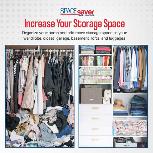 Spacesaver Premium Vacuum Storage Bags. 80% More Storage! Hand-Pump for Travel! Double-Zip Seal and Triple Seal Valve! Vacuum Sealer Bags for Comforters, Blankets, Bedding, Clothing! (Large 3-Pack)