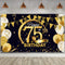 Birthday Party Decoration Extra Large Fabric Black Gold Sign Poster for Anniversary Photo Booth Backdrop Background Banner, Birthday Party Supplies, 72.8 x 43.3 Inch (75th)
