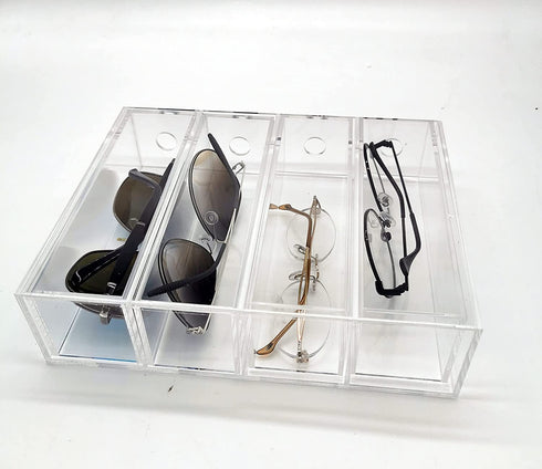JING CAI Clear cosmetic Makeup and Jewelry and pencils Storage Case Display ,4drawers - Spacious Design - Great for Bathroom, Dresser, Office desk organizer, Vanity and Countertop