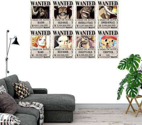 26 Pcs 28.5cm×19.5cm 1.5 Billion New Edition, One Piece Pirates Wanted Poster,The Straw Hat Pirates Crew Luffy Chopper Zoro Nami Usopp Sanji Jinbe Franky Brook Robin.