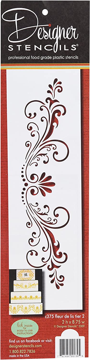 Designer Stencils Fleur De Lis Cake Stencil, Beige/Semi-Transparent