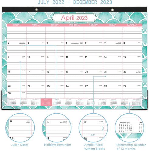 2022-2023 Desk Calendar - 18 Months Large Monthly Page Desk Calendar 2022-2023, Jul 2022 - Dec 2023, 17" x 12", Large Ruled Blocks, Tear Off, Best Desk/Wall Calendar for Planning and Organizing