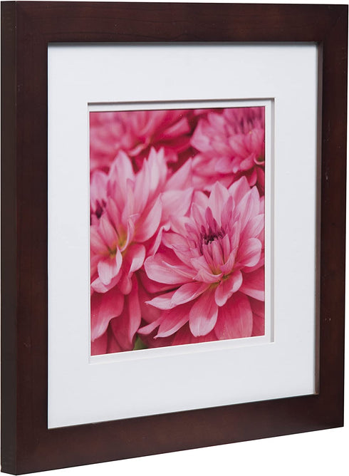 Gallery Solutions 17FW1481 Wall Mount Double Mat Picture Frame, 8" x 8" With Mat or 12" x 12" Without Mat, Walnut