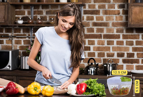 Brieftons Manual Food Chopper, Compact & Powerful Hand Held Pull Vegetable Chopper Blender to Chop Fruits, Vegetables, Herbs, Onions, Garlics for Salsa, Salad, Pesto, Coleslaw, Puree, Indian Cooking