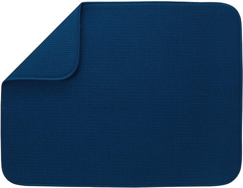 S&T INC. Absorbent, Reversible XL Microfiber Dish Drying Mat for Kitchen, 18 Inch x 24 Inch, Navy