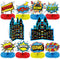 Set of 10 Hero Themed Party Decoration Superhero Honeycomb Centerpieces Hero Action Sign Table Centerpiece Fun Hero Theme Party Table Topper Decor for Happy Birthday Baby Shower Party Supplies Favor