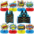 Set of 10 Hero Themed Party Decoration Superhero Honeycomb Centerpieces Hero Action Sign Table Centerpiece Fun Hero Theme Party Table Topper Decor for Happy Birthday Baby Shower Party Supplies Favor