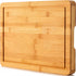Thick Bamboo Cutting Board, Chopping Board for Kitchen, Heavy Duty Cheese Board with handle and Juice Groove, Meat Butcher Block Cutting Borad, 100% Organic Bamboo, Pre Oiled, 15" x 11"