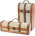 Twine Vintage Trunk Bottle Gift Wine Box with Lid and Handle Wood, Faux Leather, Brass Accents, Cloth, 1