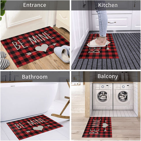 Valentine's Day Door Mat 17 X 29 Inches Be Mine Doormat Non-Slip and Washable Seasonal Holiday Low-Key Floor Mat Indoor Outdoor