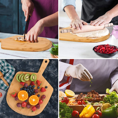 Pizza Peel, Bamboo Pizza Spatula Paddle, Large Wooden Pizza Cutting Board, Baking Pizza, Bread, Cutting Fruit, Vegetables, Cheese and Serving Board, 12x17inch