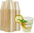 FOCUSLINE 100 Pack Gold Glitter Plastic Cups 9 oz Clear Plastic Cups Tumblers, Fancy Disposable Hard Plastic Cups with Gold Glitter for Wedding Cups Elegant Party Cups