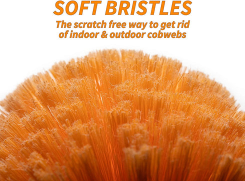 1.5-to-4 ft Cobweb Duster with Extension Pole // 10+ Foot Reach Spider Web Cleaner Cobweb Brush for Outdoor & Indoor Web Cleaning // Lightweight & Sturdy Telescopic Pole // The Ultimate Dusting Kit