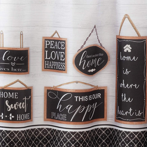 Achim Home Furnishings Modern Farmhouse Tier and Valance Window Curtain Set, 58" x 36", Black