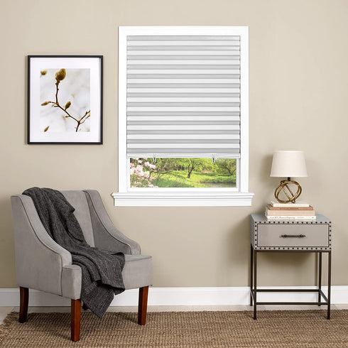 Achim Home Furnishings 123CO36W24 Cordless 1 2 3 shade Vinyl Room Darkening Pleated Window Shade, 36" x 75", White