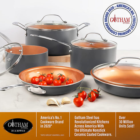 Gotham Steel 9.5? Frying Pan, Nonstick Copper Frying Pans with Durable Ceramic Coating, Nonstick Frying Pans, Nonstick Skillet, Copper Pans Nonstick, Egg Pan, Omelet Pan Cookware 100% PFOA Free