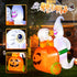 Rocinha Halloween Inflatables Ghost Pushing Pumpkin Cart 5 Ft Halloween Blow Up Decorations with Built-in LED Lights Halloween Lawn Decorations for Outdoor Party Yard Garden