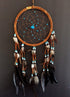 Dream Catcher Dreamcatcher - Brown Suede with Turquoise Details - Handmade, Large Size - 28" Long x 9" Diameter - OMA Brand