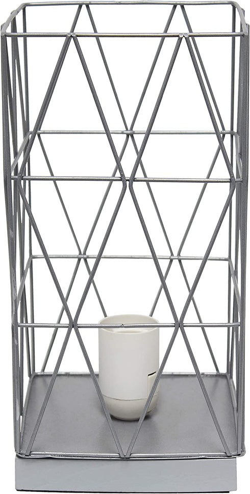 Simple Designs LT1073-GRY Geometric Square Metal Table Lamp, Gray