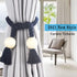 Porlau 4 Pack Navy Magnetic Curtain Tiebacks Cotton Hand Woven Tieback Holdback Decorative Tie Backs for Drapes with Durable Wooden Buckle No Tools Required