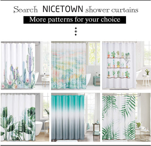 NICETOWN Plant Shower Curtain for Bathroom Waterproof, Fresh Palm Tree Banana Leaf Green Shower Curtain with 12 Rustproof Stainless Steel Hooks for Laundry Room, 72" by 72"