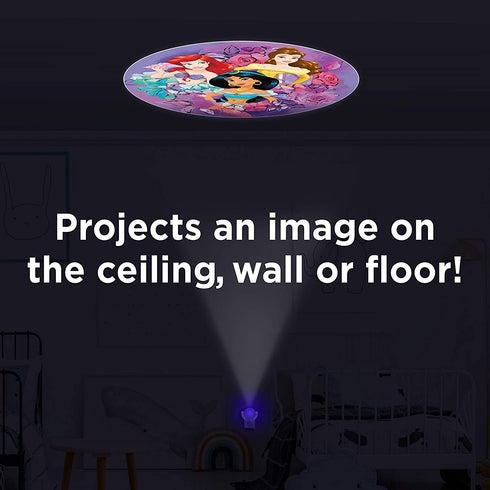 Projectables Disney Princess LED Night Light Plug-in, Dusk-to-Dawn, Ariel, Belle, and Jasmine on Ceiling, Floor, or Wall, Ideal for Girls Room, Nursery, Playroom, Bathroom, Bedroom, 13230, 1-Image