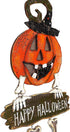 Transpac Halloween Decoration Wall Front Door Wreath Hanging Wood Metal Decor Indoor Outdoor 24" x 10.5" (Pumpkin Boo)