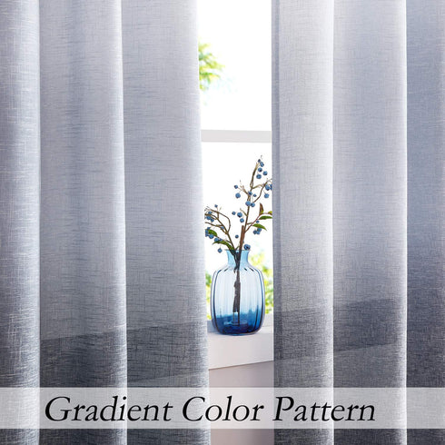 WEST LAKE Ombre Window Curtains 84 Inches Long Semi Sheer Gradient Curtain Panel Rayon Blend Fabric Drapes Grommets Treatments for Living Room Bedroom White to Navy 50" Wx84 L,2 Panels