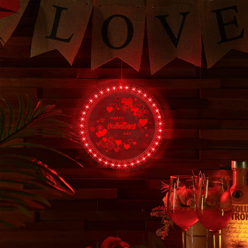 Valentine's Day Lighted Window Decorations, 8.2 inch Valentines Window Lights Battery Operated, Backdrop String Lights for Windows Bedroom Party Holiday Wall Decorations (Heart Style)