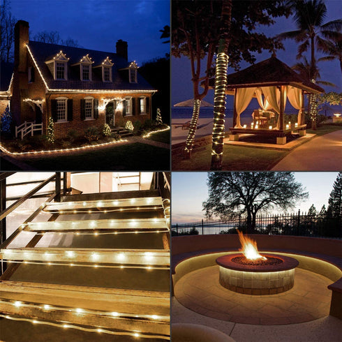 LED Rope Lights, 16.4ft Waterproof Connectable Strip Lighting, 3000K Bright Soft White, Indoor Outdoor Mood Lighting for Home Christmas Holiday Garden Patio Party Decoration