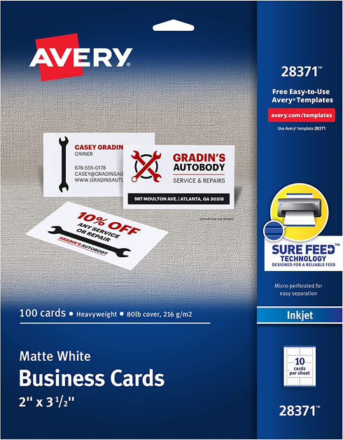 Avery Ink-Jet Printer White Business Cards (28371)