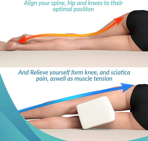 MODVEL Orthopedic Knee Pillow | Memory Foam Cushion for Hip, Sciatica & Lower Back Pain Relief | Provides Support & Comfort (MV-104) (White)