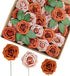 Medoliya Artificial Flowers 25PCS Real Looking Foam Roses Fake Roses with Stems for DIY Wedding Bouquets Centerpieces Baby Shower Party Home Decorations (Burnt Orange & Warm Taupe)