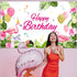 Summer Flamingo Themed Party Decoration Backdrop Flamingo Banner Party Supplies Tropical Floral Photo Booth Hawaiian Themed Party Decoration for Birthday Party Luau Beach Party, 70.8 x 43.3 Inch