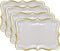 10 White Rectangle Trays with Gold Rim Border for Elegant Dessert Table Serving Parties 9" X 13" Heavy Duty Disposable Paper Cardboard for Platters, Cupcake Display, Birthday Party, Weddings Food Safe
